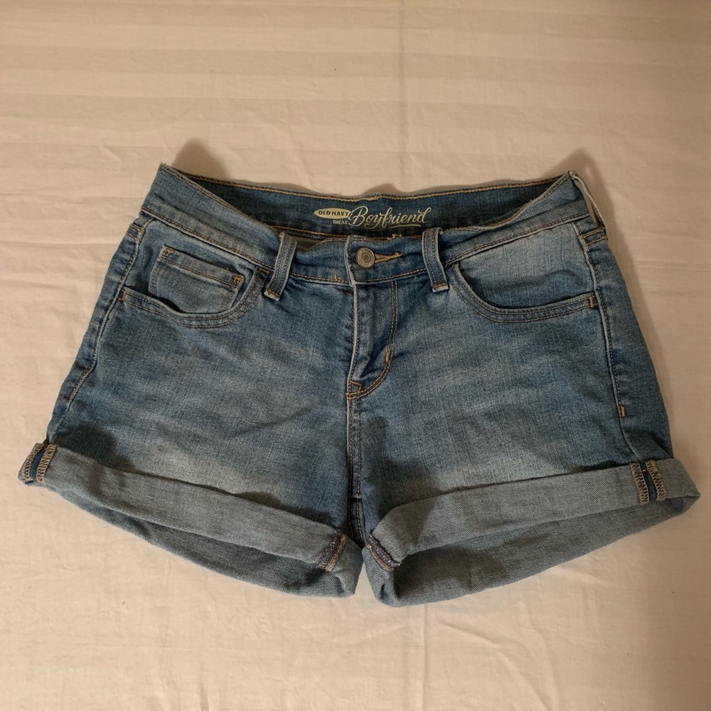 Old navy blue jean boyfriend shorts 0 cuffed